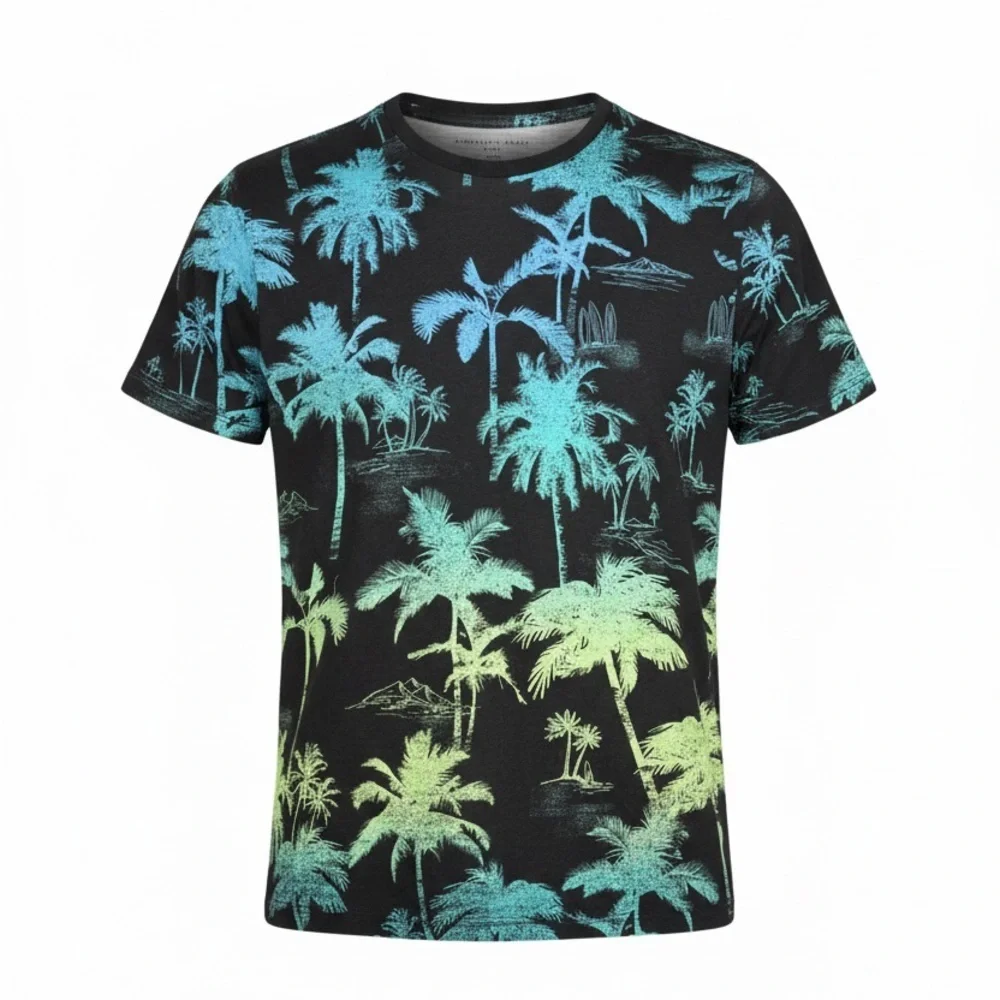 NWT American Eagle Kids Boys 2 Short Sleeve Tee Shirts Gray Logo Blue Palm - 14